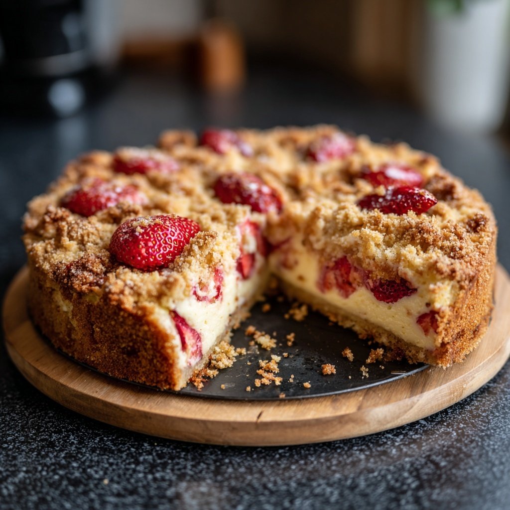 Erdbeer Vanille Blechkuchen Mit Streuseln