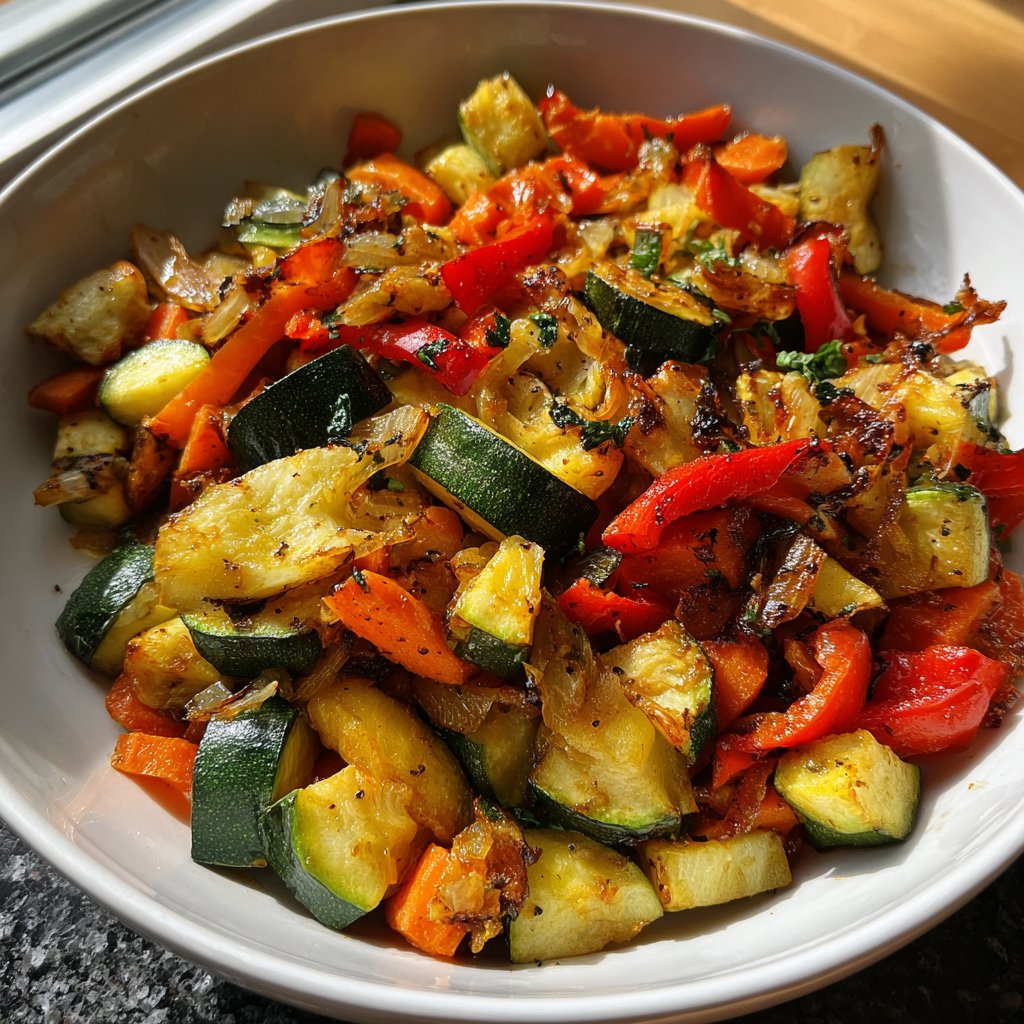 Mittagessen mit Gemüsepfanne