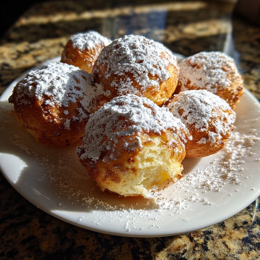 Quarkbällchen mit Puderzucker