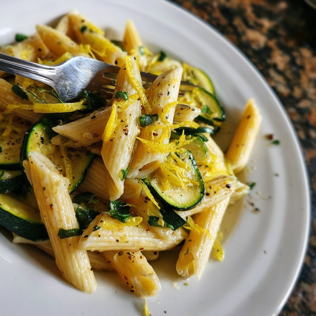 Penne mit Zucchini und Zitrone
